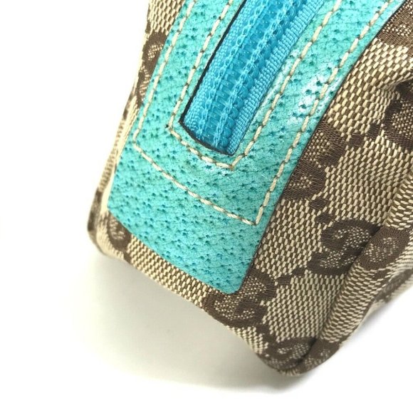 GUCCI GG Cosmetic pouch Small case Cosmetics Pouch GGCanvas Beige x blue - Picture 7 of 9
